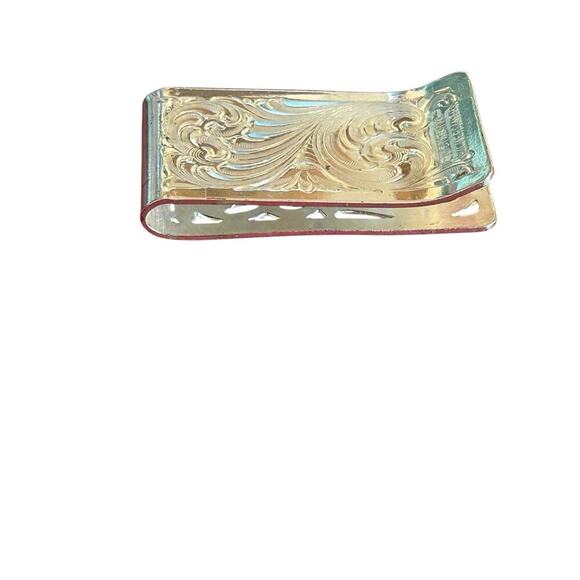 Montana Silversmiths Floral Tulip Silver Money Clip Western Cowboy Preloved - Picture 9 of 11